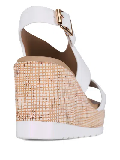Ron White Dacota Leather Wedge Sandals In White