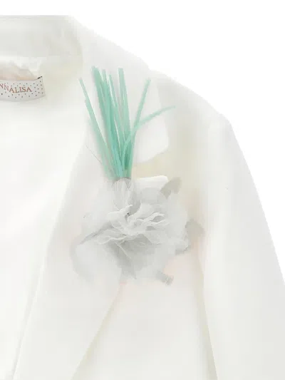 Monnalisa Flower-appliqué Blazer In White