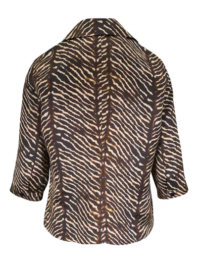 Peter Cohen Zebra Print Blouse In Brown