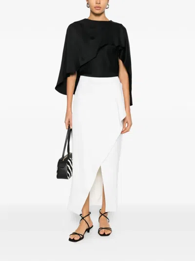 Khaite Jaia Ruffled Split Midi Skirt In White