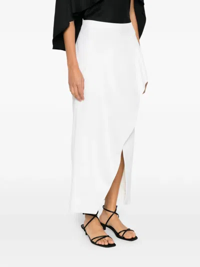 Khaite Jaia Ruffled Split Midi Skirt In White