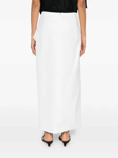 Khaite Jaia Ruffled Split Midi Skirt In White