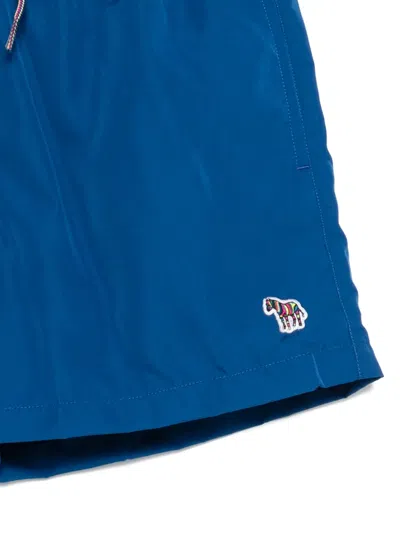 Paul Smith Zebra Drawstring Beachwear In Blue