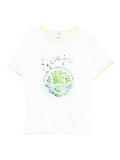 Casablanca Longline Ringer Graphic-print T-shirt In White