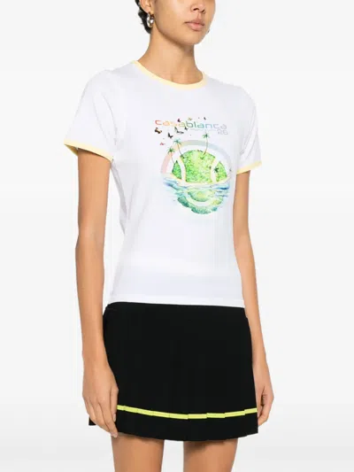 Casablanca Longline Ringer Graphic-print T-shirt In White