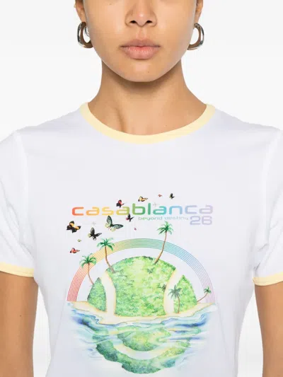 Casablanca Longline Ringer Graphic-print T-shirt In White