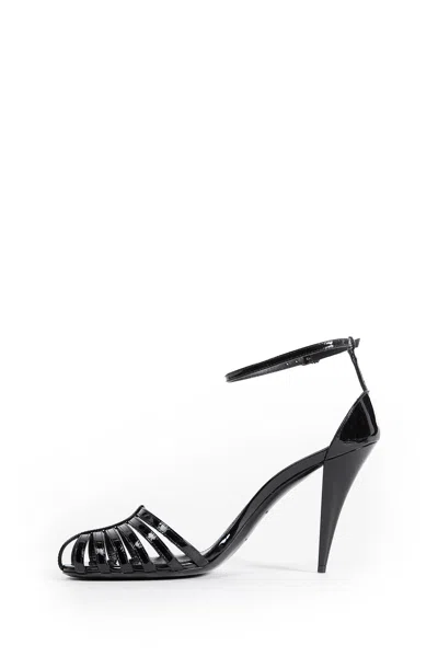 Givenchy Cage Heel Sandals Patent Leather Ankle Strap In Black