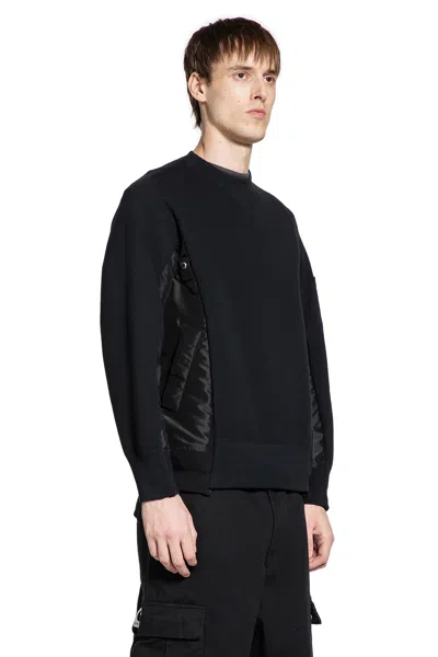 Sacai Sponge Sweat X Nylon Twill Sweatshirt In Black