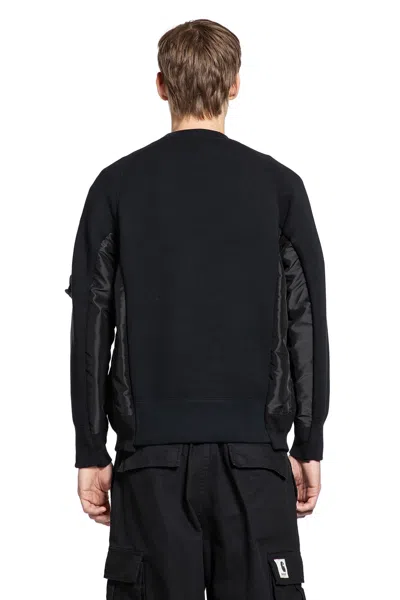 Sacai Sponge Sweat X Nylon Twill Sweatshirt In Black
