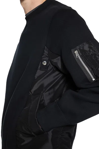 Sacai Sponge Sweat X Nylon Twill Sweatshirt In Black