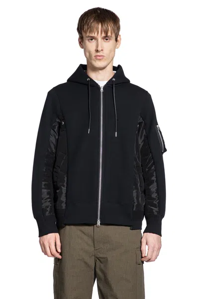 Sacai Sponge Sweat X Nyllon Twill Hoodie In Multi