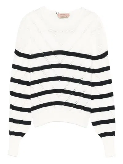 Twinset Striped Sweater In White