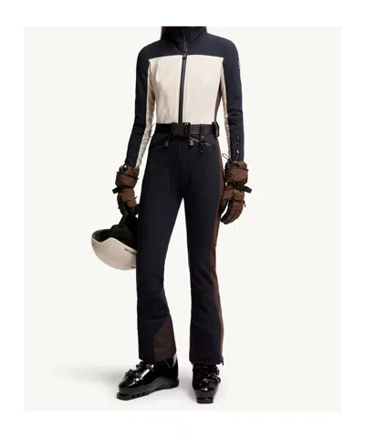 Moncler Logo Belted Ski Suit In Black