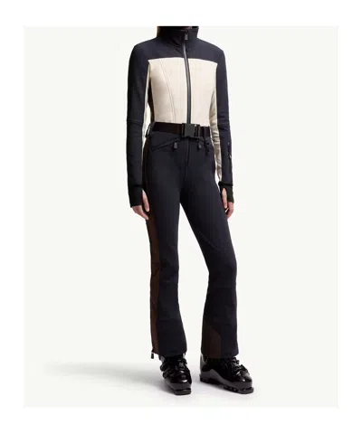 Moncler Logo Belted Ski Suit In Black
