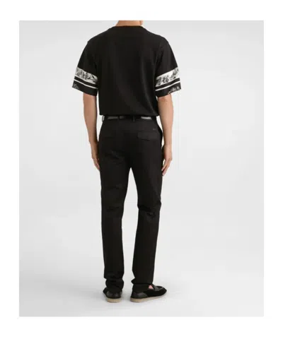 Dolce & Gabbana Cotton And Silk T-shirt With Print In Black