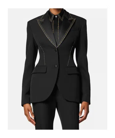 Versace Stud-embellished Single-breasted Blazer In Black