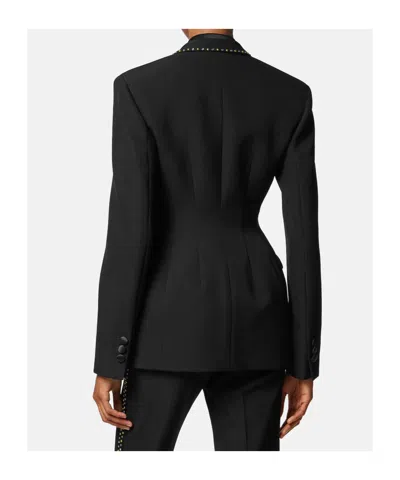 Versace Stud-embellished Single-breasted Blazer In Black
