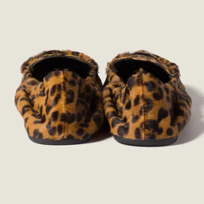 Miu Miu Ruches Printed Leather Loafers In Animal Print