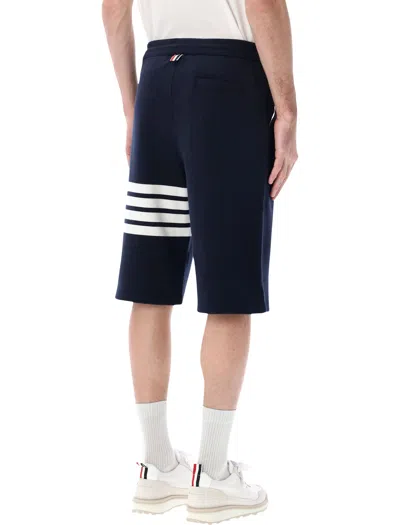 Thom Browne Blue Shorts With Drawstring Waist And Maxi 4-bar Logo In Cotton Man In Blue