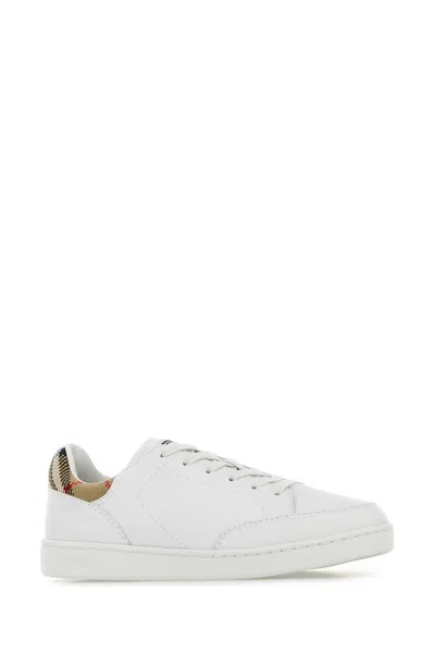 Burberry White Leather Set Sneakers In White