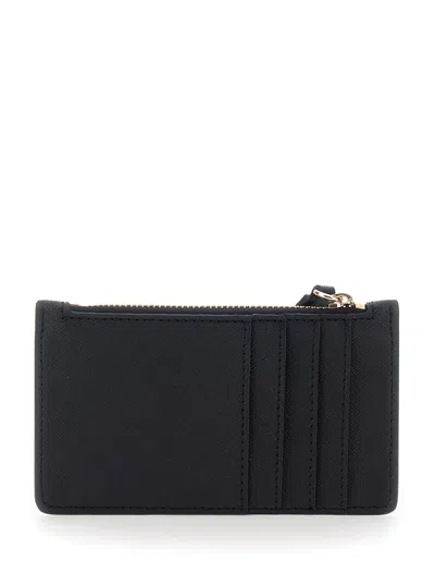 Vivienne Westwood Black Wallet With Orb Detail On The Front And Top Zip Closure In Ecoleather Woman In Black