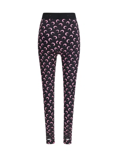 Marine Serre Marine Greenhouses Leggings With Crescent Motif In Black