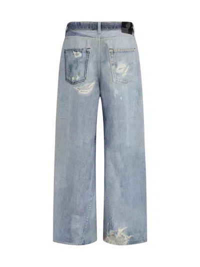 Our Legacy Full-cut Denim-print Straight-leg Jeans In Blue