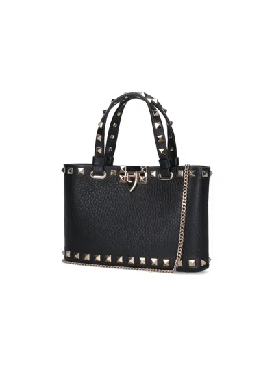 Valentino Rockstud Mini Tote Bag In Black