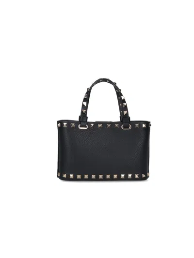 Valentino Rockstud Mini Tote Bag In Black