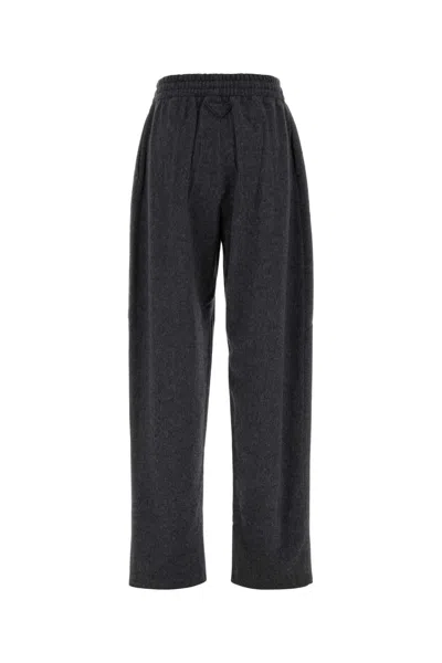 Prada Dark Grey Wool Blend Pant In Gray