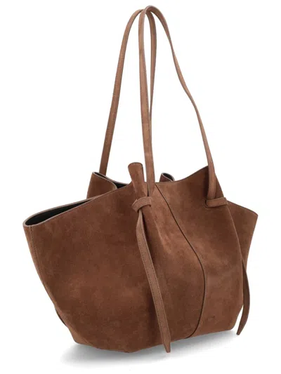 Yuzefi Mochi Shoulder Bag Double Handles Suede In Black