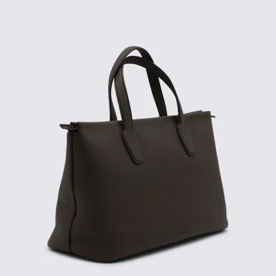 The Row Black Leather Marcel Top Handle Bag In Brown