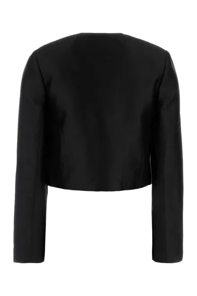 Self-portrait Taffeta Embellished Trim Jacket In Black