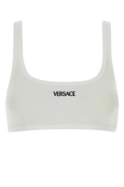Versace White Stretch Cotton Bra In White