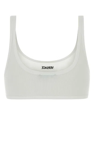 Versace White Stretch Cotton Bra In White