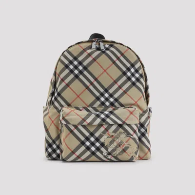 Burberry Check Pattern Backpack With Front Pocket In Neutral