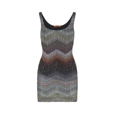 Missoni Zigzag Metallic Sequin Caperdoni Knit Minidress In Multi
