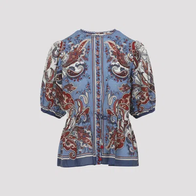 Farm Rio Paisley Scarf Shirt In Blue