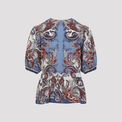 Farm Rio Paisley Scarf Shirt In Blue