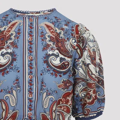 Farm Rio Paisley Scarf Shirt In Blue