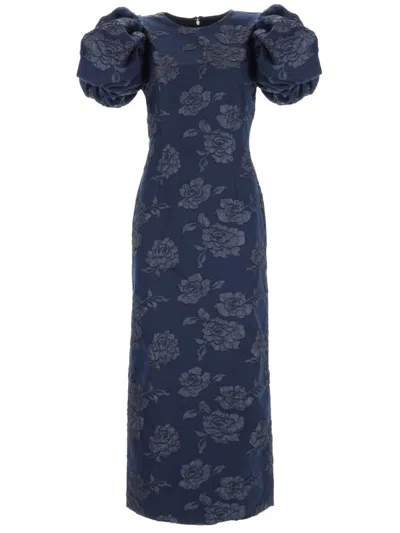 Rotate Birger Christensen Long Dress With Straps In Blue