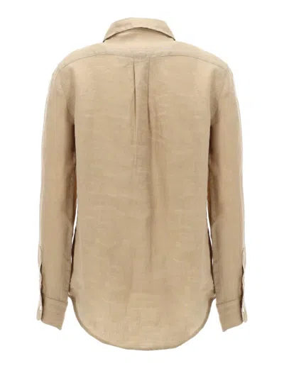 Polo Ralph Lauren Classic Linen Shirt In Brown