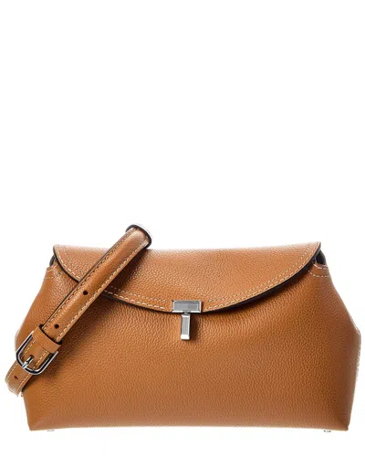 Totême Toteme T-lock Leather Clutch In Brown