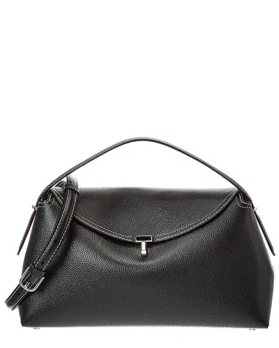 Totême Toteme T-lock Leather Top Handle Shoulder Bag In Black