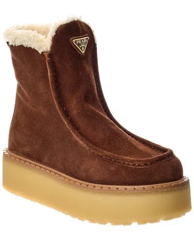 Prada Platform Booties Featuring Shearling Lining In Multi