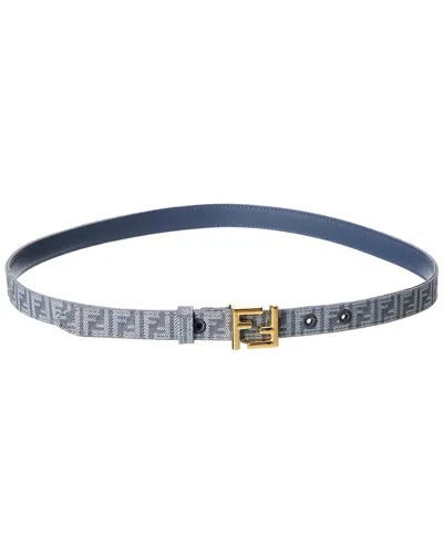 Fendi Ff Buckle Denim Belt In Blue