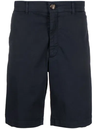 Brunello Cucinelli Men Cotton Bermuda Shorts In Blue