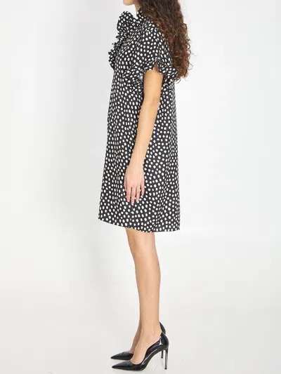 Chloé Short-sleeved Dots-print Silk Jacquard Mini Dress Clothing In Black