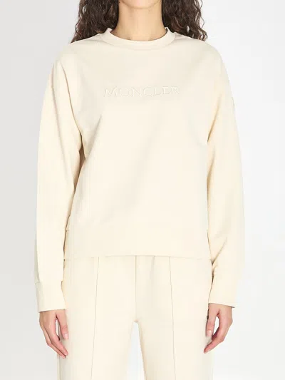 Moncler Cotton Crewneck Sweatshirt In Neutral