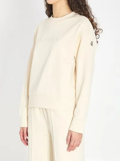 Moncler Cotton Crewneck Sweatshirt In Neutral